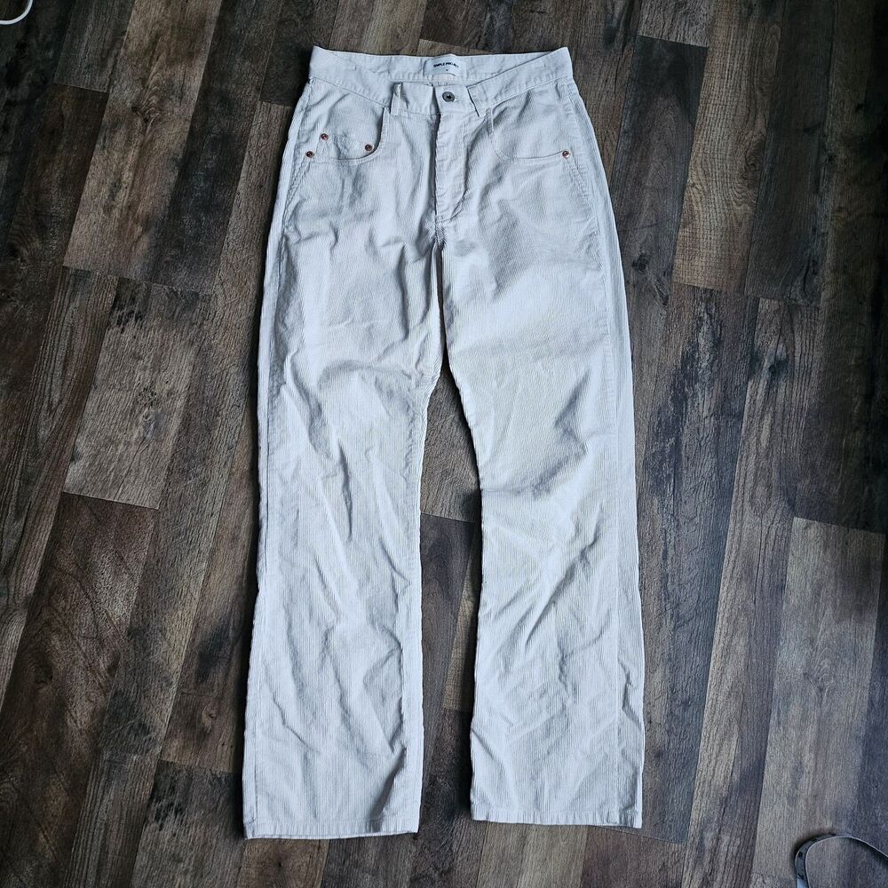 SIMPLE PROJECT M Cream Corduroy Pants High Rise Straight Fit 100% Cotton 90s...
